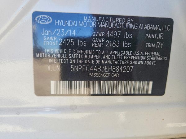 2014 HYUNDAI SONATA — VINS