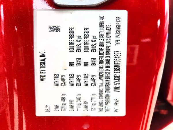 2021 TESLA MODEL 3 — VINS