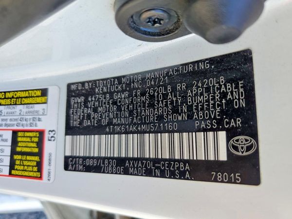 2021 TOYOTA CAMRY XSE — VINS