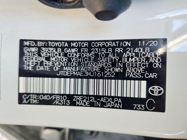 2021 TOYOTA COROLLA LE — VINS