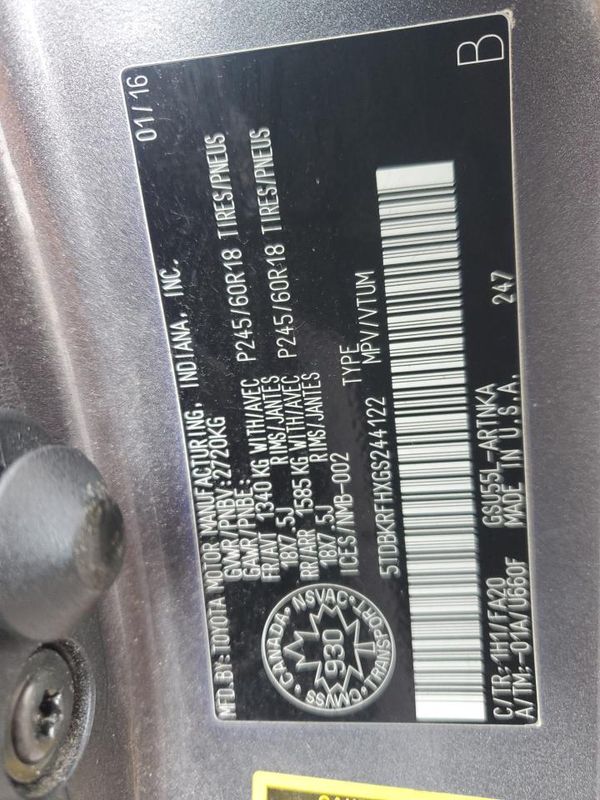 2016 TOYOTA HIGHLANDER Base/Hybrid