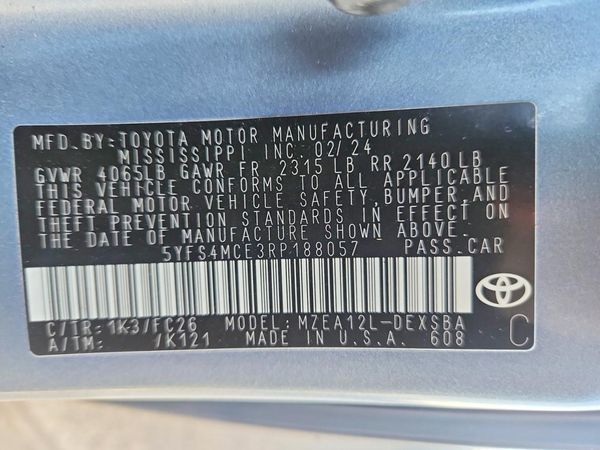 2024 TOYOTA COROLLA SE — VINS