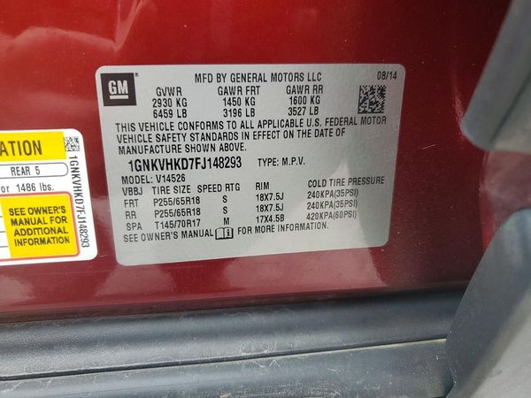 2015 CHEVROLET TRAVERSE 2LT — VINS