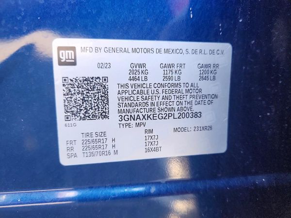 2023 CHEVROLET EQUINOX LT (1LT) — VINS