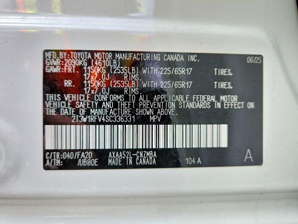 2025 TOYOTA RAV4 — VINS