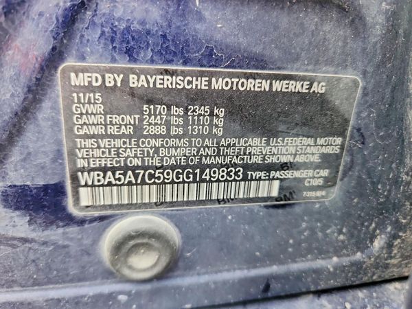 2016 BMW 5 SERIES xDrive — VINS