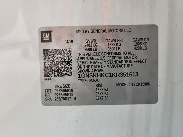 2019 CHEVROLET SUBURBAN LT — VINS