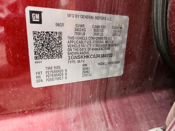 2018 CHEVROLET SUBURBAN LT — VINS