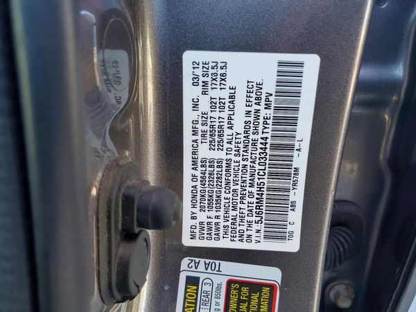 2012 HONDA CRV — VINS