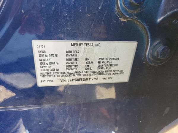2021 TESLA MODEL Y — VINS