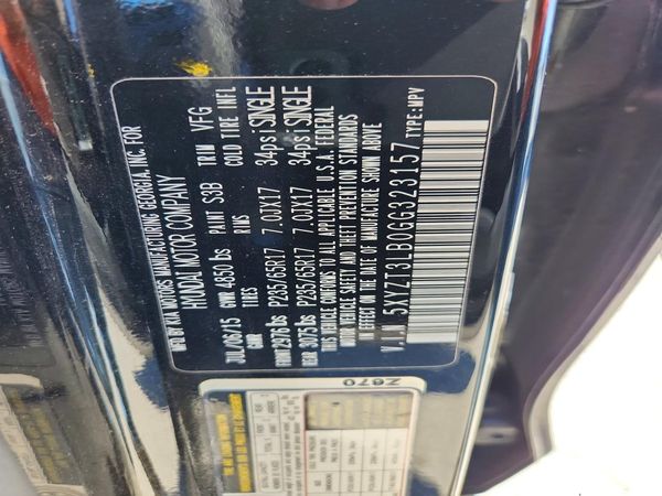 2016 HYUNDAI SANTA FE Base — VINS
