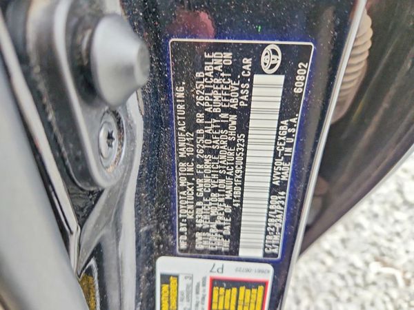 2012 TOYOTA CAMRY SOLA Hybrid — VINS