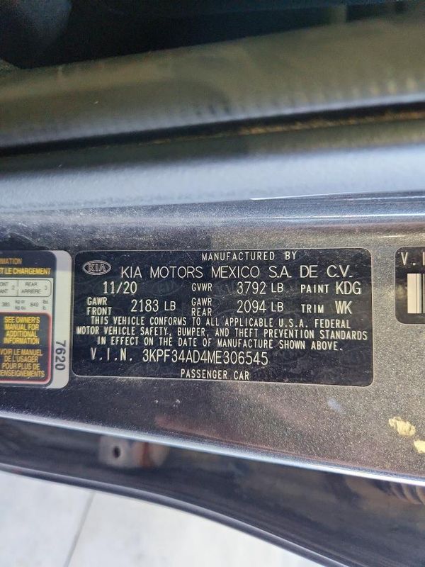 2021 KIA FORTE GT Line — VINS