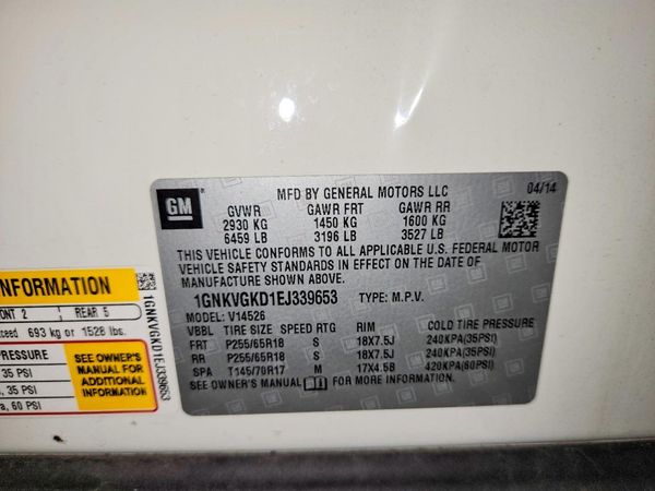 2014 CHEVROLET TRAVERSE 1LT — VINS