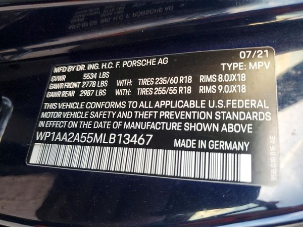 2021 PORSCHE MACAN Base — VINS