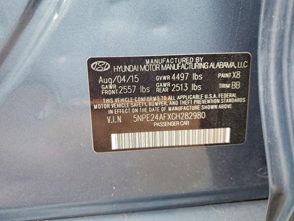 2016 HYUNDAI SONATA — VINS