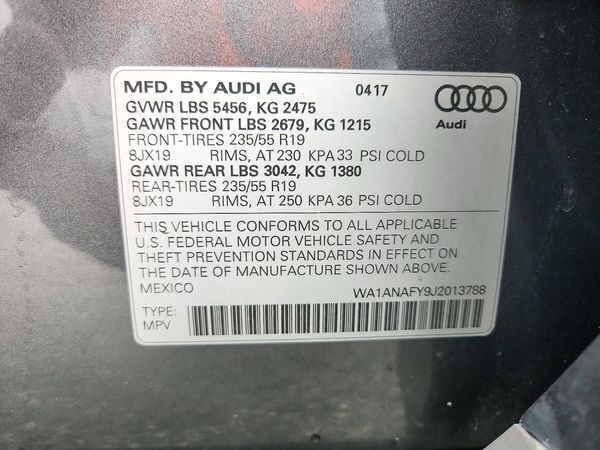 2018 AUDI Q5 quattro Premium — VINS