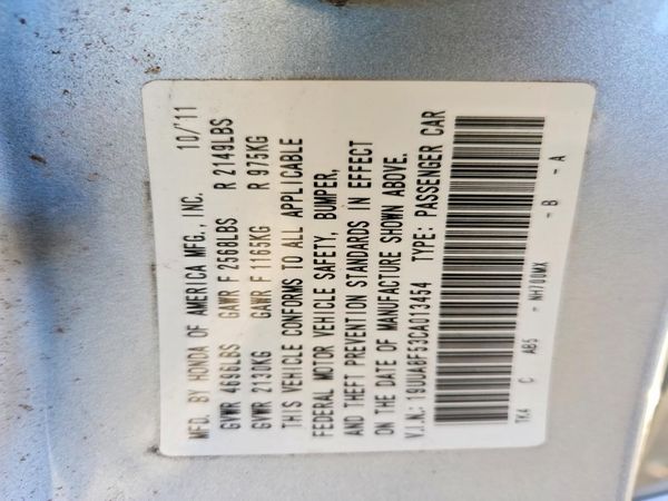 2012 ACURA TL TECH — VINS