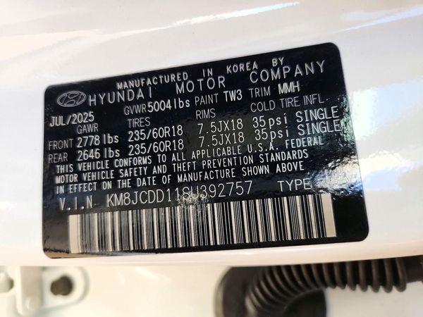 2025 HYUNDAI TUCSON SEL Convenience — VINS