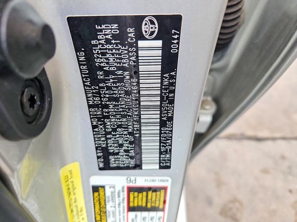 2012 TOYOTA CAMRY — VINS