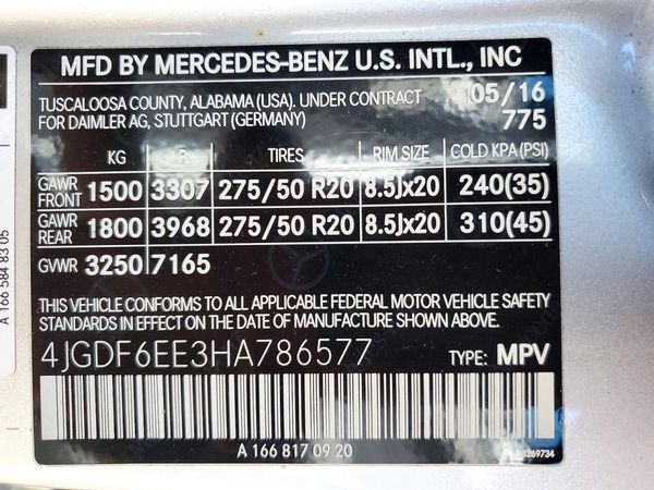 2017 MERCEDES-BENZ GLS-CLASS GLS450-4M — VINS