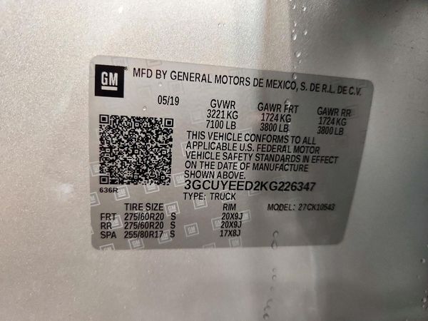 2019 CHEVROLET SILVERADO RST — VINS