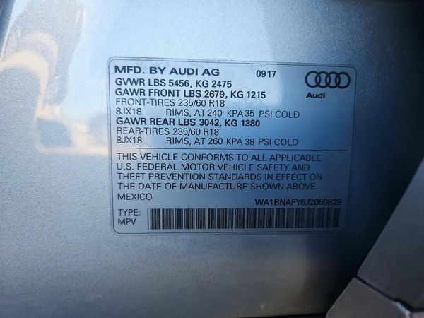 2018 AUDI Q5 quattro Premium Plus — VINS