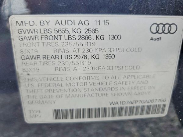 2016 AUDI Q5 — VINS