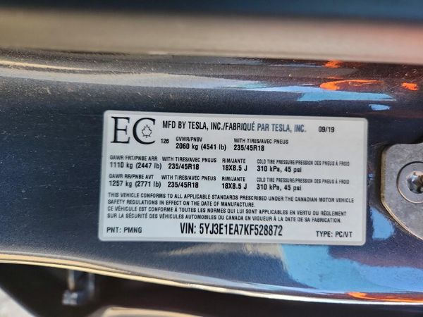 2019 TESLA MODEL 3 — VINS