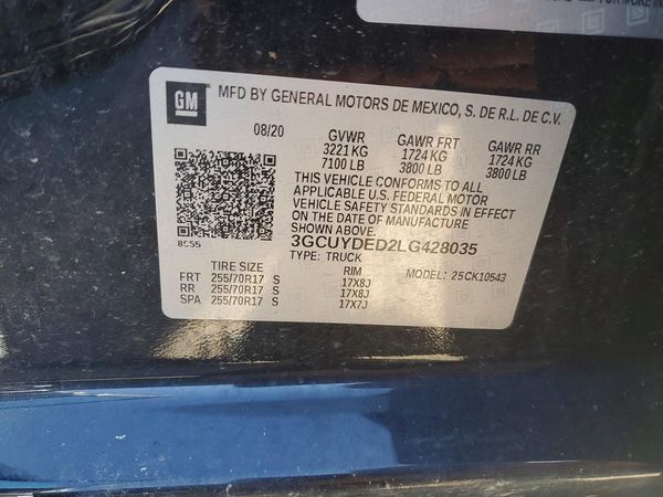 2020 CHEVROLET SILVERADO LT — VINS
