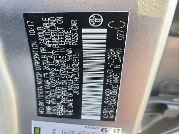 2018 TOYOTA CAMRY LE/SE/XLE/XSE — VINS