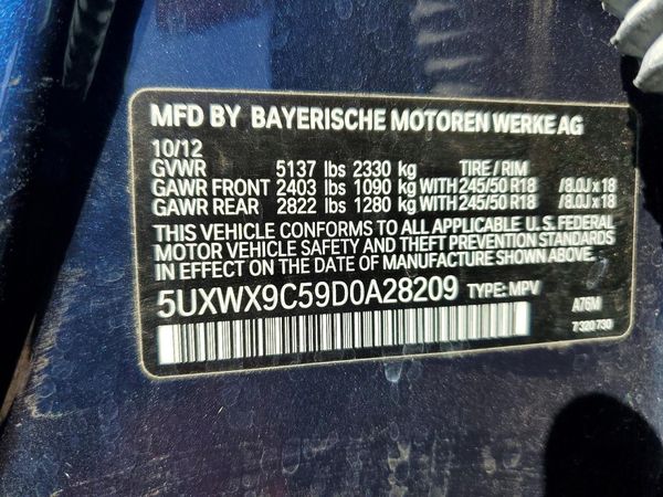 2013 BMW X3 xDrive28i — VINS