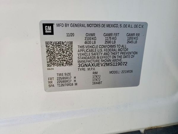 2021 CHEVROLET EQUINOX LT (1LT) — VINS