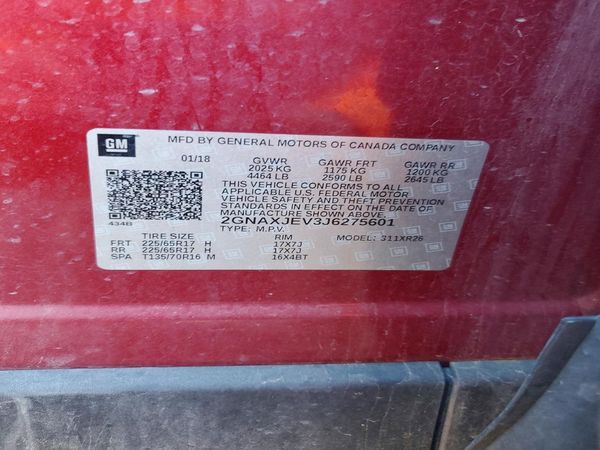 2018 CHEVROLET EQUINOX LT (1LT) — VINS