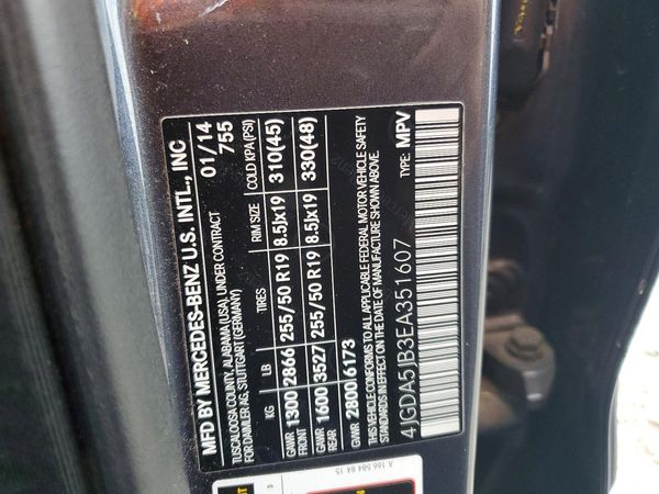 2014 MERCEDES-BENZ M-CLASS ML350 — VINS
