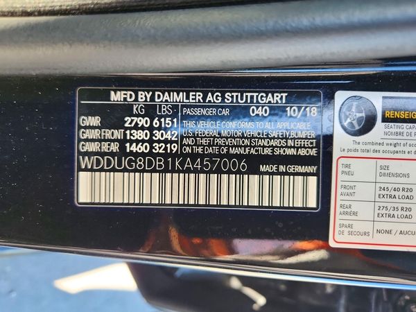 2019 MERCEDES-BENZ S S560 — VINS