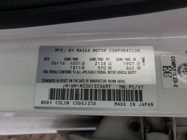 2016 MAZDA 3 Grand Touring/GT
