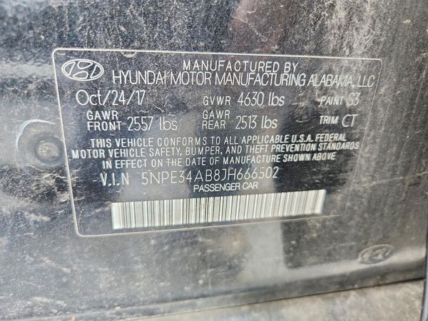 2018 HYUNDAI SONATA — VINS