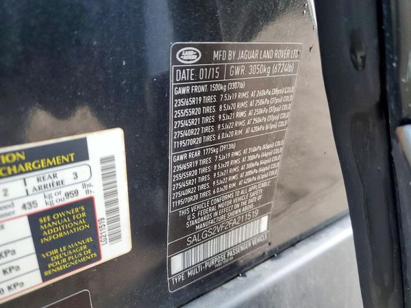 2015 LAND ROVER RANGEROVER HSE — VINS