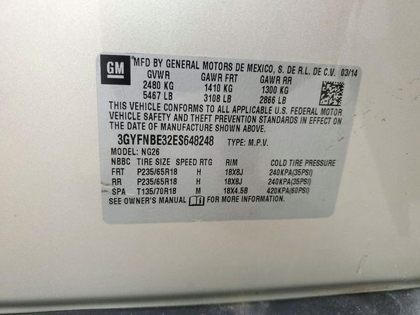 2014 CADILLAC SRX Luxury — VINS