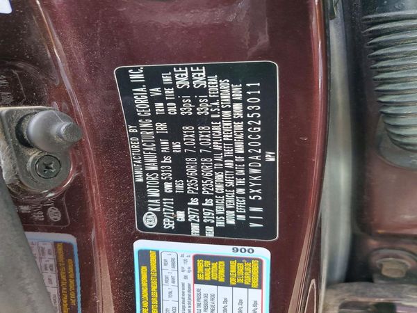 2012 KIA SORENTO TOP (High Grade) — VINS