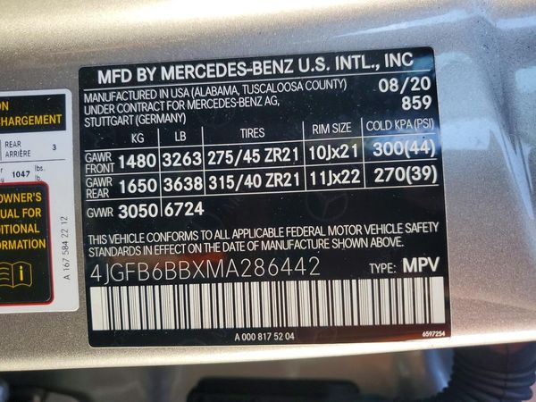 2021 MERCEDES-BENZ GLE-CLASS AMG GLE53 — VINS