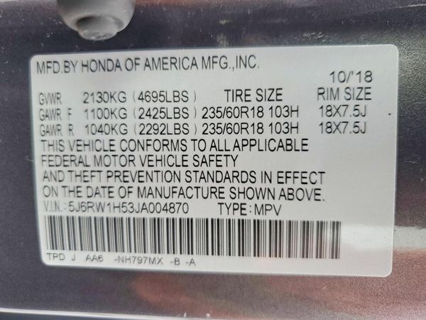 2018 HONDA CRV EX — VINS
