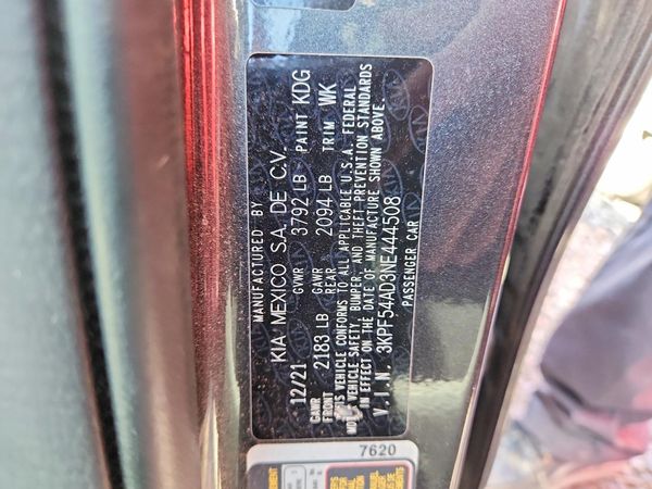 2022 KIA FORTE GT Line — VINS