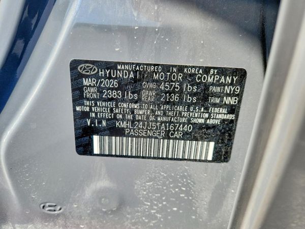 2026 HYUNDAI SONATA Blue — VINS