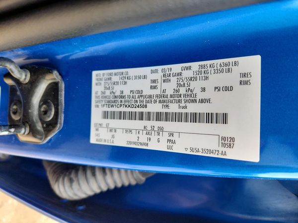 2019 FORD F150 — VINS