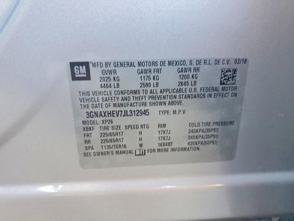 2018 CHEVROLET EQUINOX LS — VINS