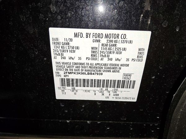 2020 FORD EDGE Titanium — VINS