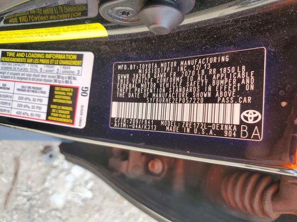 2014 TOYOTA COROLLA L/LE — VINS