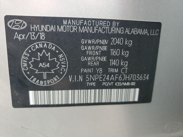 2018 HYUNDAI SONATA SE, Eco